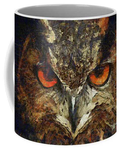 Owl Coffee Mug featuring the painting Sharpie Owl by Inspirowl Design