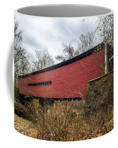 Sheeder Coffee Mug featuring the photograph Sheeder Hall Covered Bridge by Judy Wolinsky