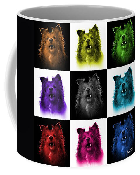 Sheltie Coffee Mug featuring the painting Sheltie Dog Art 0207 - V1 - M by James Ahn