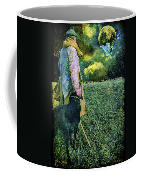 Shepherd Coffee Mug featuring the photograph Shepherd and Moon by Chuck Staley