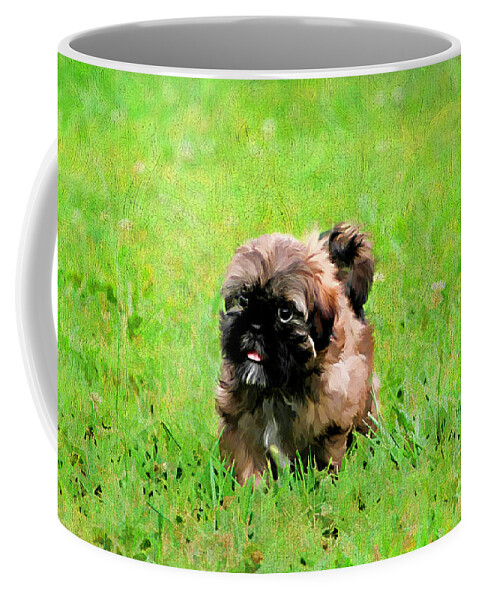 Painterly Coffee Mug featuring the photograph Shih Tzu Puppy by Darren Fisher