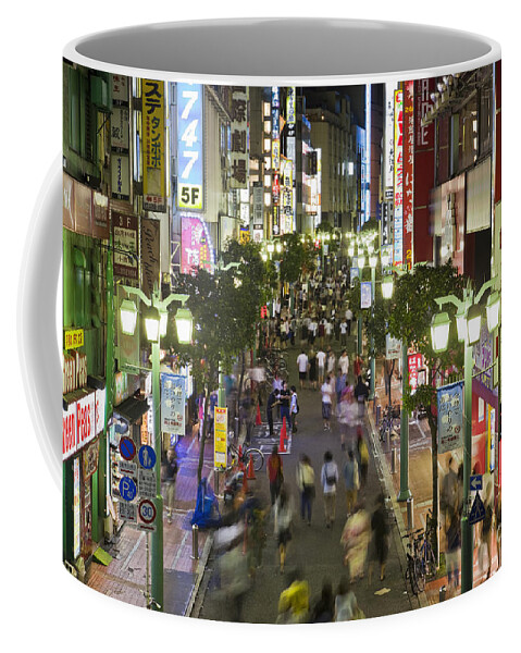 Neon Lights Coffee Mug featuring the photograph Shinjuku Street Scene at Night by Bryan Mullennix