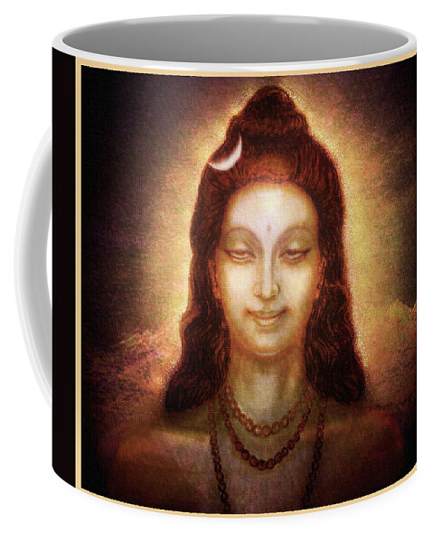 Shiva Coffee Mug featuring the mixed media Shiva in Transcendental Bliss by Ananda Vdovic
