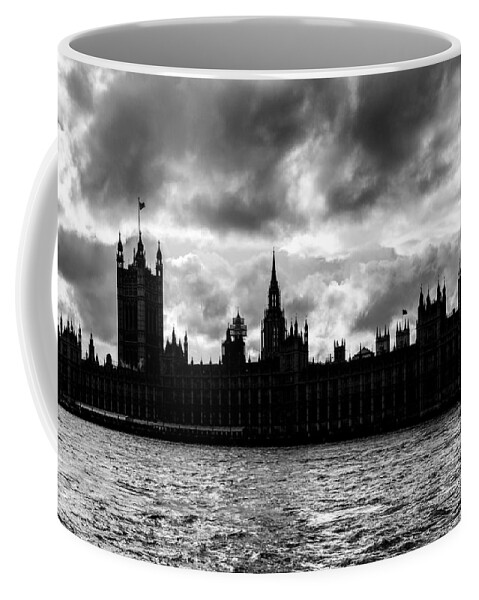 Bridge Coffee Mug featuring the photograph Silhouette of Palace of Westminster and the Big Ben by Semmick Photo