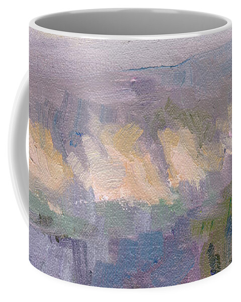 Scenic Coffee Mug featuring the painting Silver and Gold - Matanuska canyon cliffs river fireweed by Talya Johnson