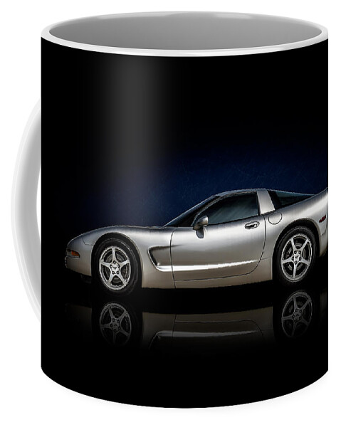 Corvette Coffee Mug featuring the digital art Silver C5 by Douglas Pittman