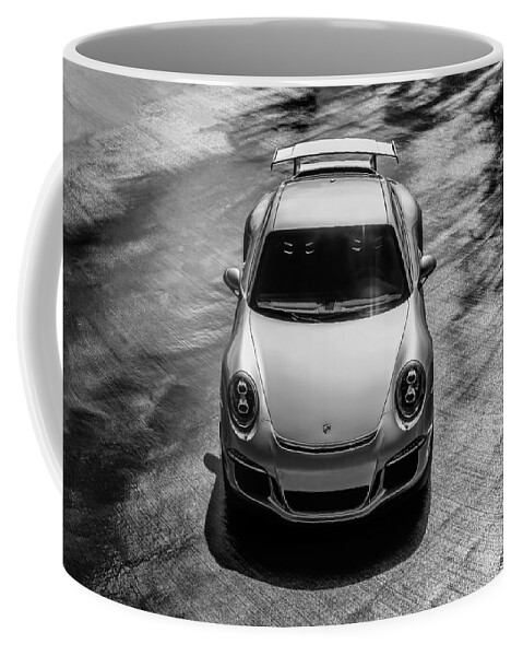 Porsche Coffee Mug featuring the digital art Silver Porsche 911 GT3 by Douglas Pittman