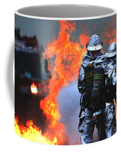 Military Coffee Mug featuring the photograph Simulated C-130 Hercules Crash, Osan by Science Source