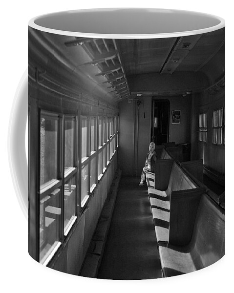 Black And White Photography Coffee Mug featuring the photograph Singin' in the Train by Jeremy Rhoades