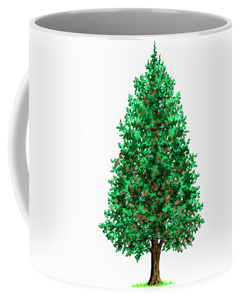 Berry Coffee Mug featuring the photograph Single Holly Tree On White Background by Ikon Ikon Images
