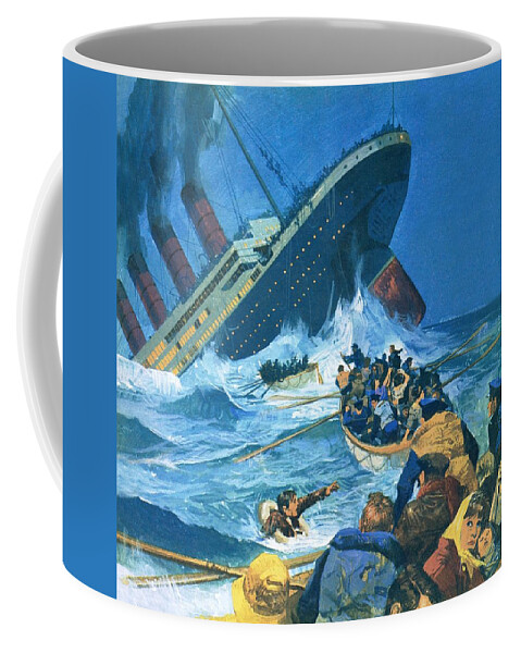 The Titanic Coffee Mug featuring the painting Sinking Of The Titanic by English School
