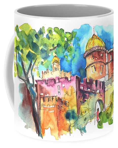 Travel Coffee Mug featuring the painting Sintra Castle 02 by Miki De Goodaboom