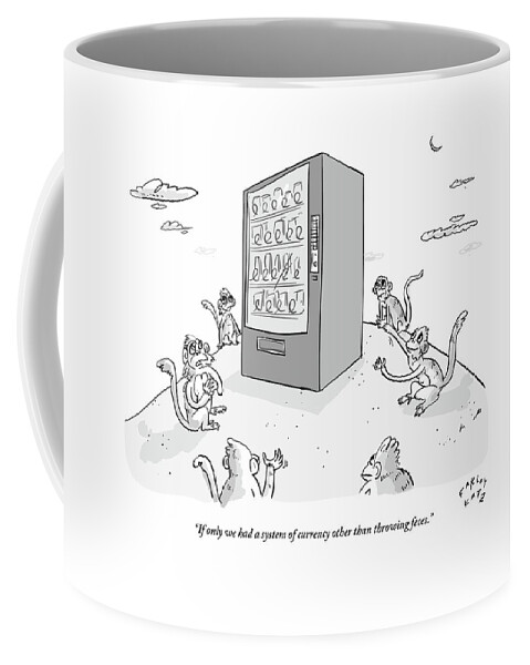 Six Monkeys Surround A Vending Machine On Top Coffee Mug