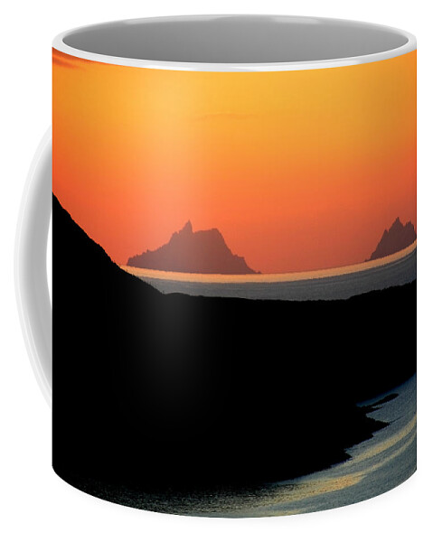 Sunset Coffee Mug featuring the photograph Skellig Islands by Aidan Moran