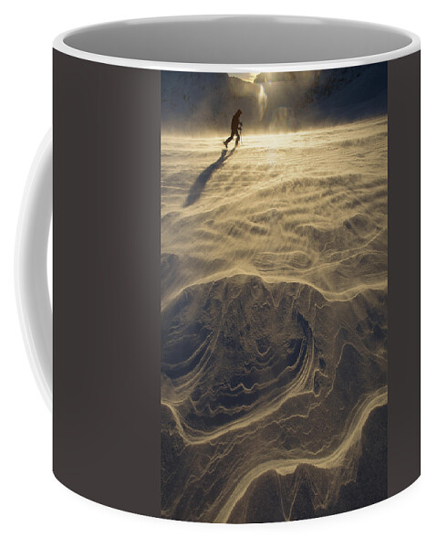Feb0514 Coffee Mug featuring the photograph Skiier On Upper Tasman Glacier by Ned Norton