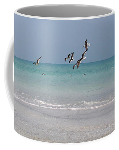 Skimmers Coffee Mug featuring the photograph Skimmers and Seagulls by Jayne Carney