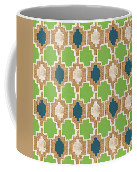 Abstract Pattern Coffee Mug featuring the painting Sky and Sea Tile Pattern by Linda Woods