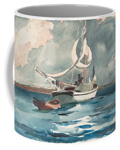 Winslow Homer Coffee Mug featuring the painting Sloop Nassau Bahamas by Celestial Images