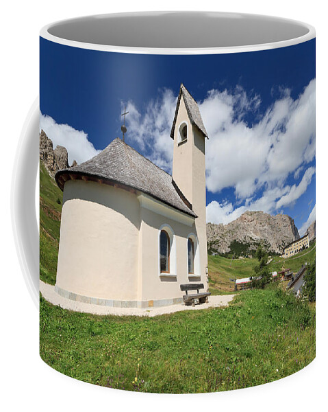 Adige Coffee Mug featuring the photograph small chapel and Gardena pass by Antonio Scarpi