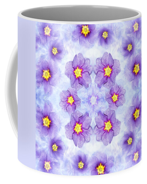 Primrose Coffee Mug featuring the photograph Small Purple Flowers - Light by Belinda Greb