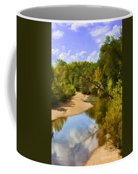 River Coffee Mug featuring the photograph Small river in So. Missouri 3 - Digital Paint by Debbie Portwood