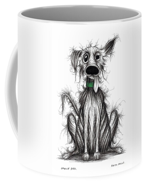 Smelly Dog Coffee Mug featuring the drawing Smelly dog by Keith Mills