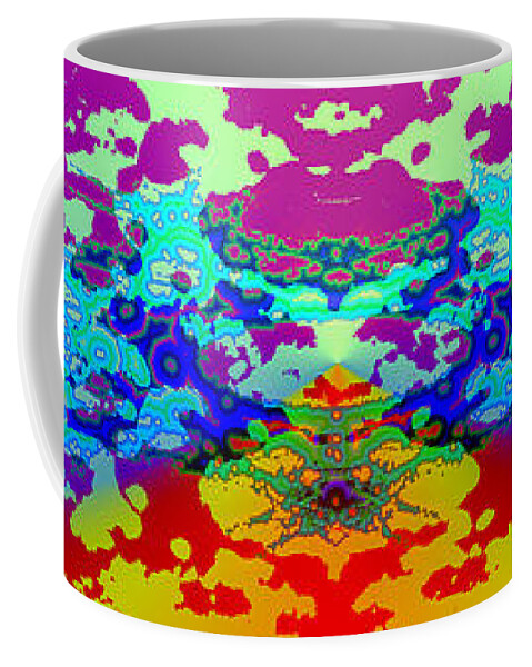 Abstract Coffee Mug featuring the painting Smiling Buddha Hoodoo Synthesis by Peter J Sucy