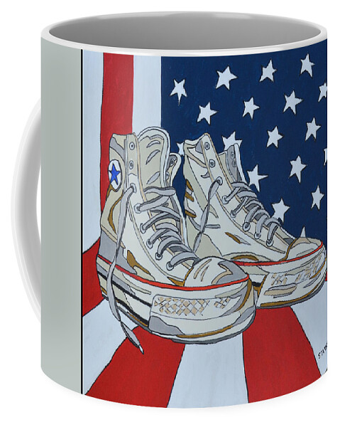  Stanko Paintings Coffee Mug featuring the painting Sneakers 9 by Mike Stanko