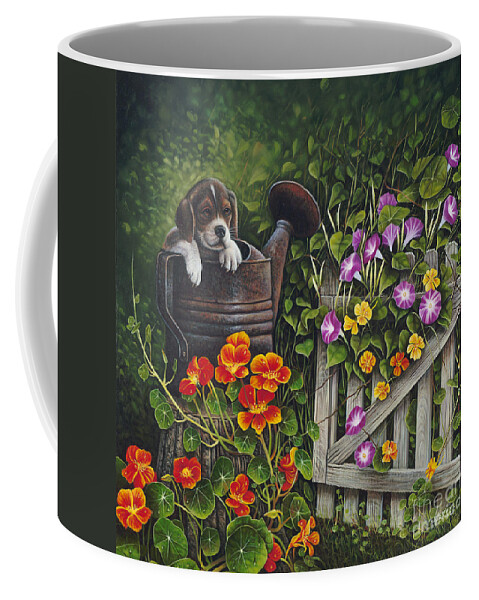 Puppy Coffee Mug featuring the painting Snout N Spout by Ricardo Chavez-Mendez