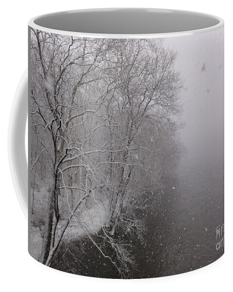Bridge Coffee Mug featuring the photograph Snow at Bulls Island - 12 by Christopher Plummer