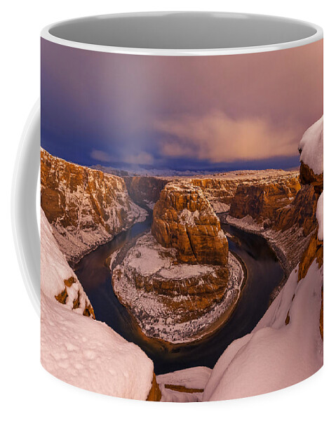 Horseshoe Bend Coffee Mug featuring the photograph Snow at Horseshoe Bend by Dustin LeFevre