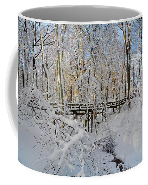 Snow Bridge Coffee Mug featuring the photograph Snow Bridge by Raymond Salani III