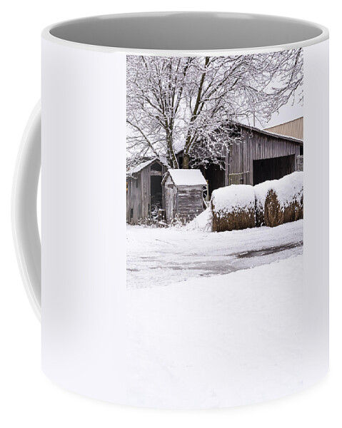 Farm Coffee Mug featuring the photograph Snow Covered Farm by Holden The Moment