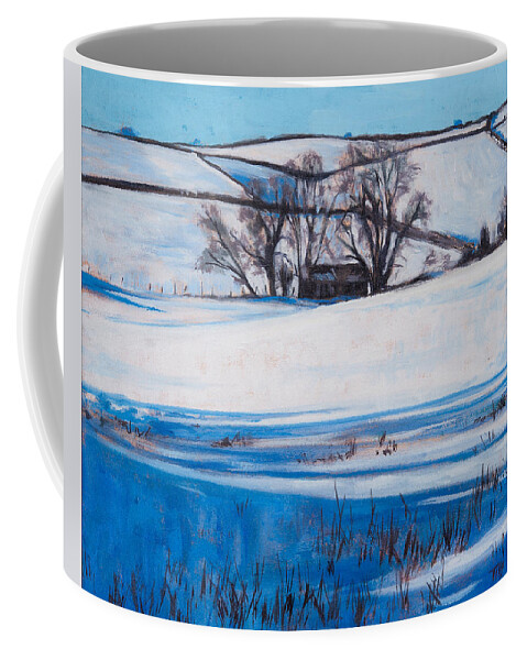 Winter Coffee Mug featuring the painting Snow Shadows by Tilly Willis