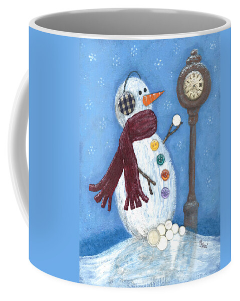 Snow Time Coffee Mug featuring the mixed media Snow Time by Carol Neal