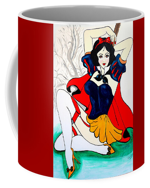 Snow White Coffee Mug featuring the painting Snow White by Nora Shepley