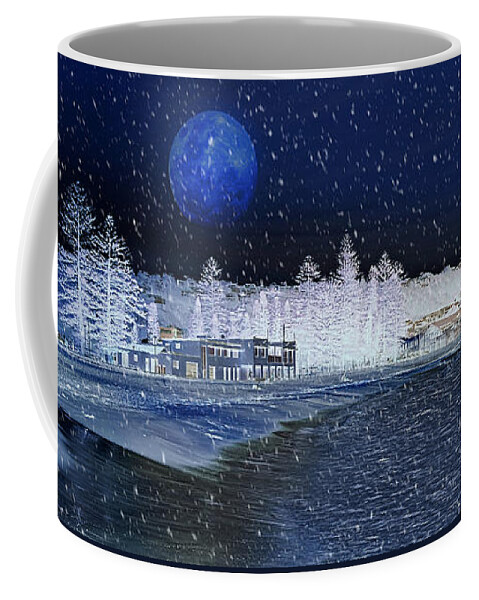 Photography Coffee Mug featuring the photograph Snowing at Sydney Beach by Kaye Menner