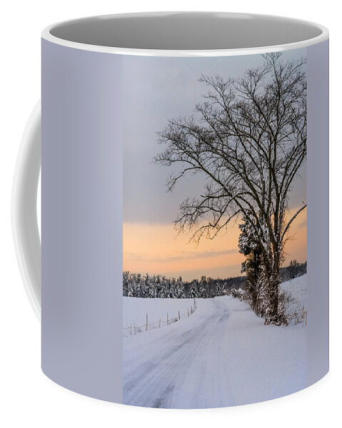 Snow Coffee Mug featuring the photograph Snowy Country Road by Holden The Moment
