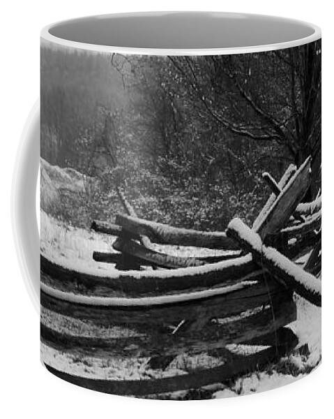 Fence Coffee Mug featuring the photograph Snowy fence by Michael Porchik