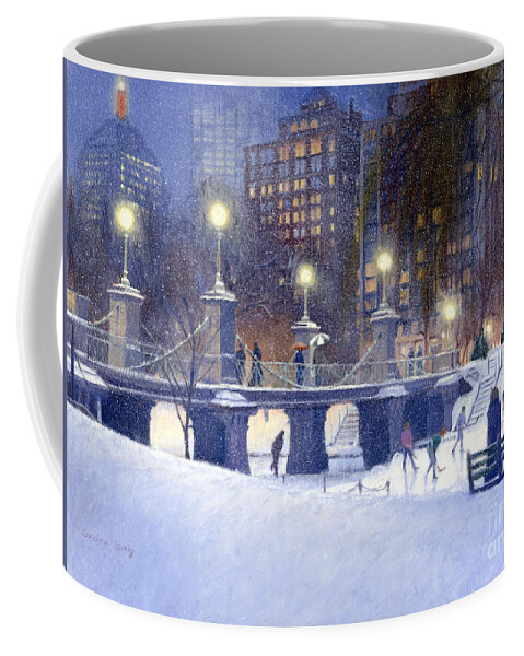 Boston Public Garden Coffee Mug featuring the painting Snowy Garden by Candace Lovely