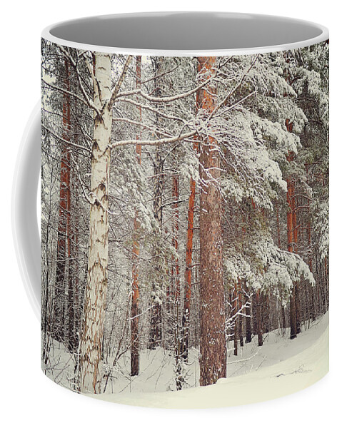 Jenny Rainbow Fine Art Photography Coffee Mug featuring the photograph Snowy Memory of the Woods by Jenny Rainbow