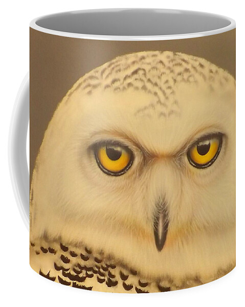 Snowy Owl Coffee Mug featuring the painting Snowy Owl by Darren Robinson