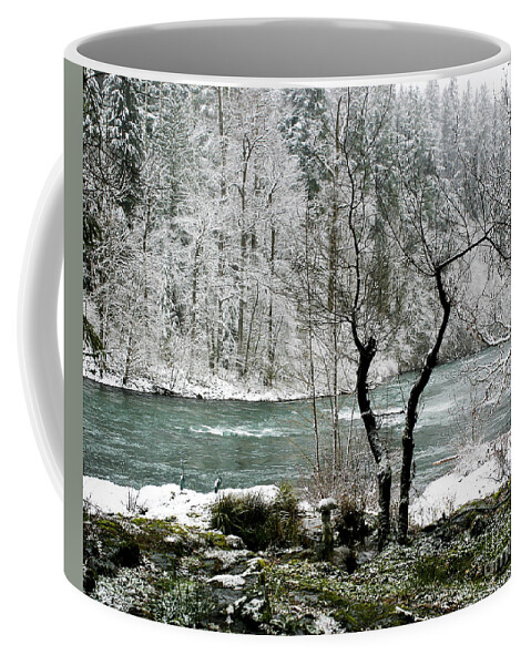 River Coffee Mug featuring the photograph Snowy River and Bank by Belinda Greb