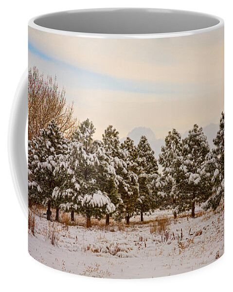 Snow Coffee Mug featuring the photograph Snowy Winter Pine Trees by James BO Insogna