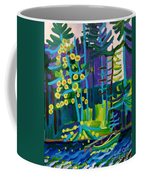 Landscape Coffee Mug featuring the painting Solitude at Massapoag Lake by Debra Bretton Robinson
