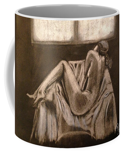 Woman Coffee Mug featuring the drawing Solitude by Renee Michelle Wenker