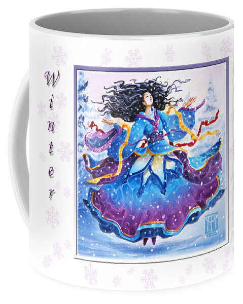 Wiccan Yule Card Coffee Mug featuring the painting Solstice Snowfall by Melissa A Benson