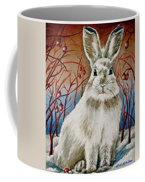  Linda Simon Coffee Mug featuring the painting Some Bunny is Charming by Linda Simon