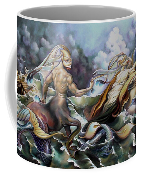 Mermaid Coffee Mug featuring the painting Something Fowl Afloat Redux by Patrick Anthony Pierson