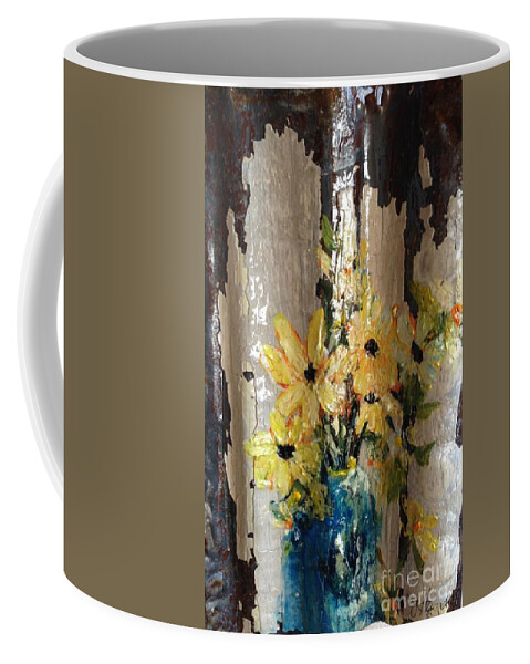Sunflower Coffee Mug featuring the painting Something Old and Something New by Sherry Harradence